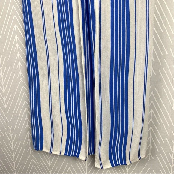 HYFVE Split Front Chic Striped Pants in Blue Stripe. - Picture 7 of 10